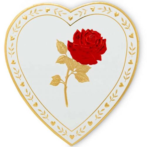 #9 White with Red Rose Heart Box